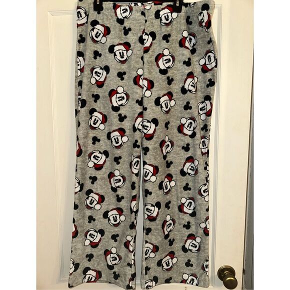 Disney Santa Mickey Mouse Size XXL Fleece Lounge Pajama Pants Christmas Bottoms - Picture 1 of 5